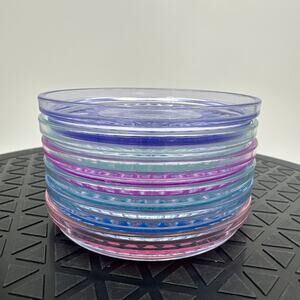 Set Of 6 Lucite Tupperware Pastel Watercolor Coasters NWOT
